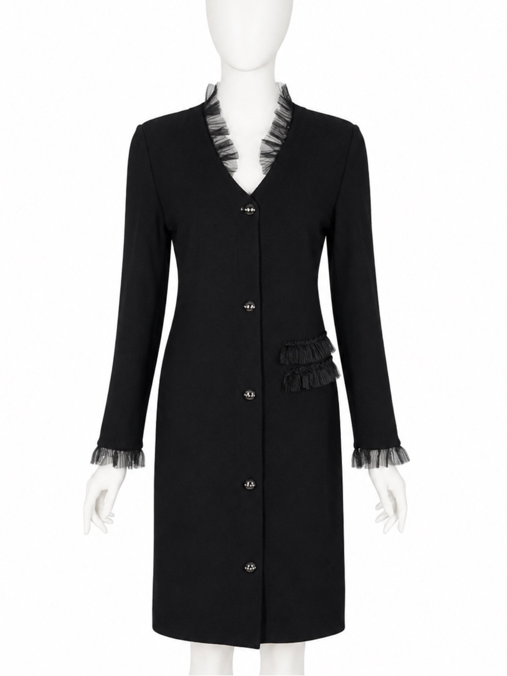 Vintage Steve Fabrikant Signature Black Wool Dress - Size S